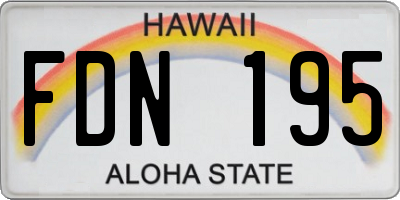 HI license plate FDN195