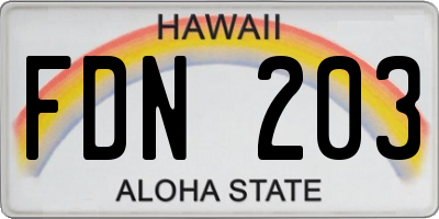 HI license plate FDN203
