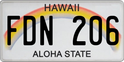 HI license plate FDN206