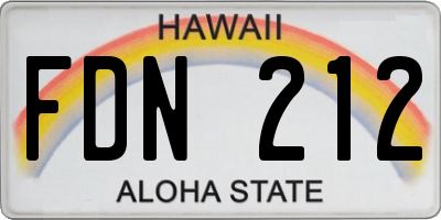 HI license plate FDN212