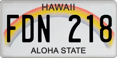 HI license plate FDN218