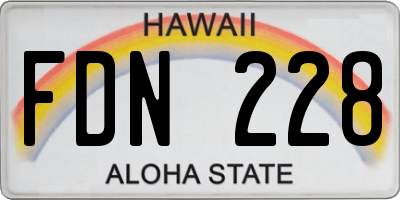 HI license plate FDN228