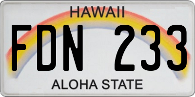 HI license plate FDN233