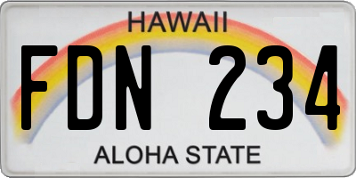 HI license plate FDN234