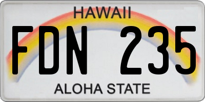 HI license plate FDN235