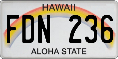HI license plate FDN236