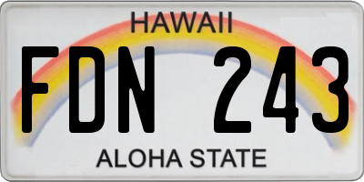 HI license plate FDN243