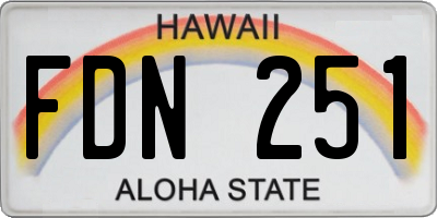 HI license plate FDN251