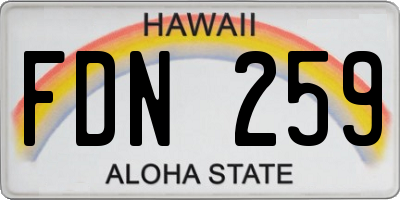 HI license plate FDN259