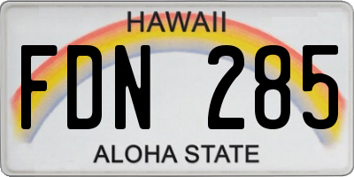 HI license plate FDN285
