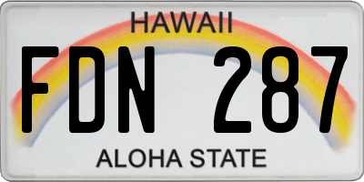 HI license plate FDN287