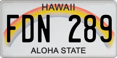 HI license plate FDN289
