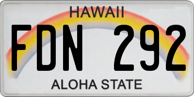HI license plate FDN292