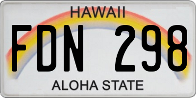 HI license plate FDN298