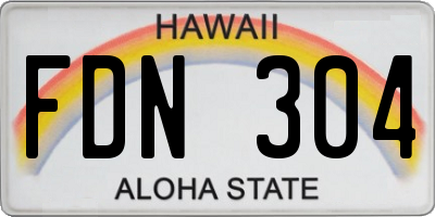 HI license plate FDN304