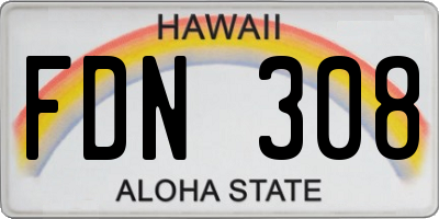 HI license plate FDN308