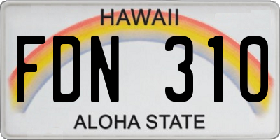 HI license plate FDN310