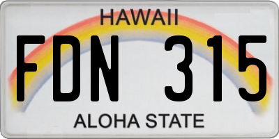 HI license plate FDN315