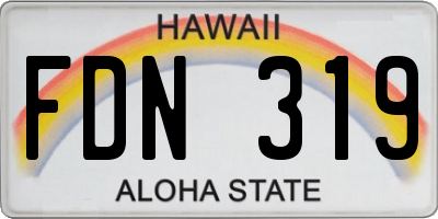 HI license plate FDN319