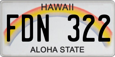 HI license plate FDN322