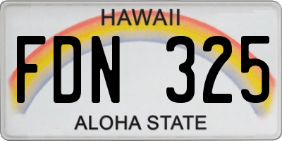 HI license plate FDN325