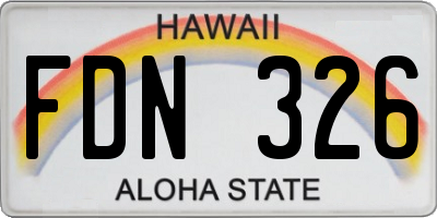 HI license plate FDN326