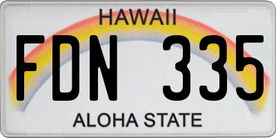 HI license plate FDN335