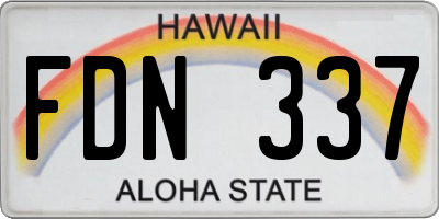 HI license plate FDN337