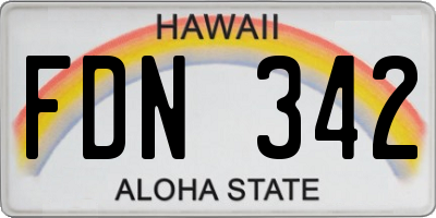 HI license plate FDN342