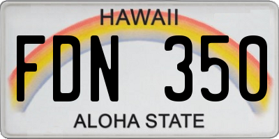 HI license plate FDN350