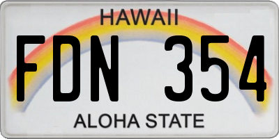 HI license plate FDN354
