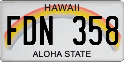 HI license plate FDN358