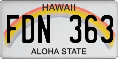 HI license plate FDN363