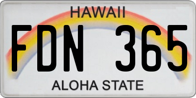 HI license plate FDN365