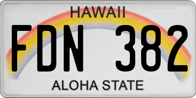 HI license plate FDN382