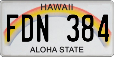 HI license plate FDN384