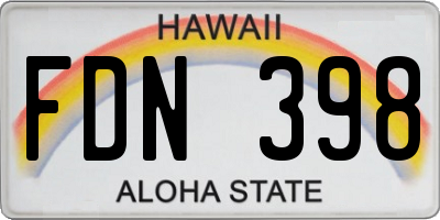 HI license plate FDN398