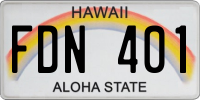 HI license plate FDN401
