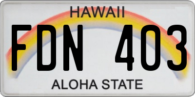 HI license plate FDN403