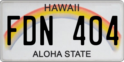 HI license plate FDN404