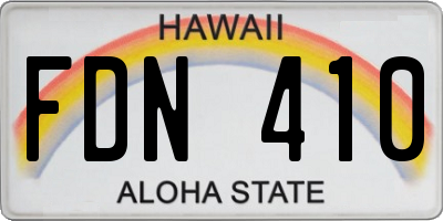 HI license plate FDN410