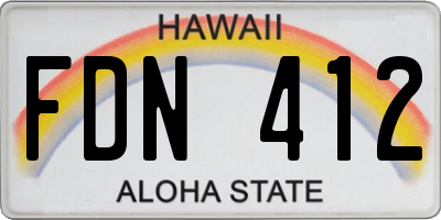 HI license plate FDN412