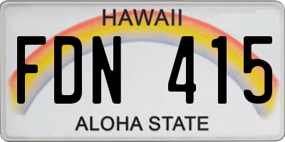 HI license plate FDN415