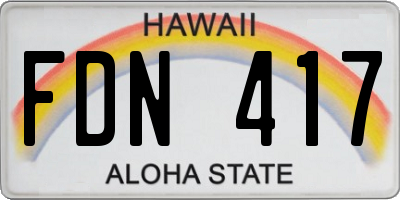 HI license plate FDN417