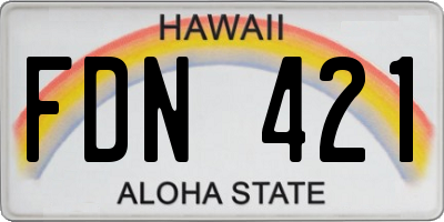 HI license plate FDN421