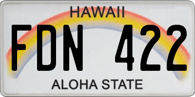 HI license plate FDN422