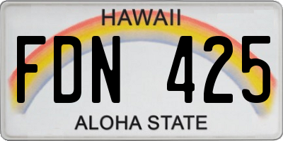 HI license plate FDN425