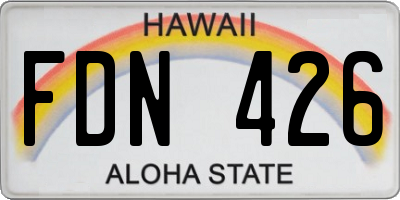 HI license plate FDN426