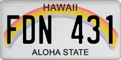 HI license plate FDN431