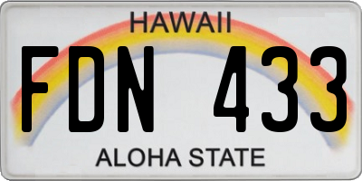 HI license plate FDN433